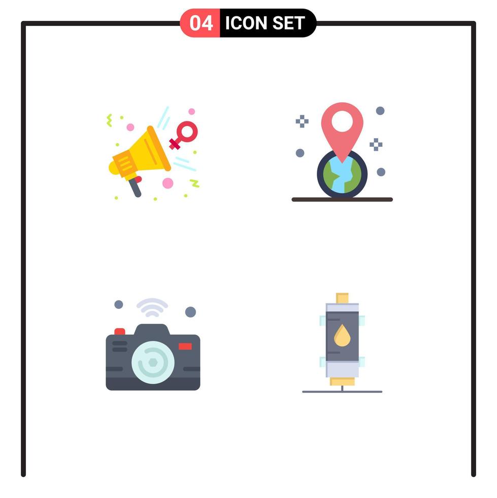4 Universal Flat Icon Signs Symbols of feedback camera presentation gps internet Editable Vector Design Elements