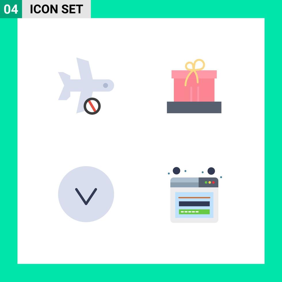 Set of 4 Commercial Flat Icons pack for cancel arrow transport box down Editable Vector Design Elements
