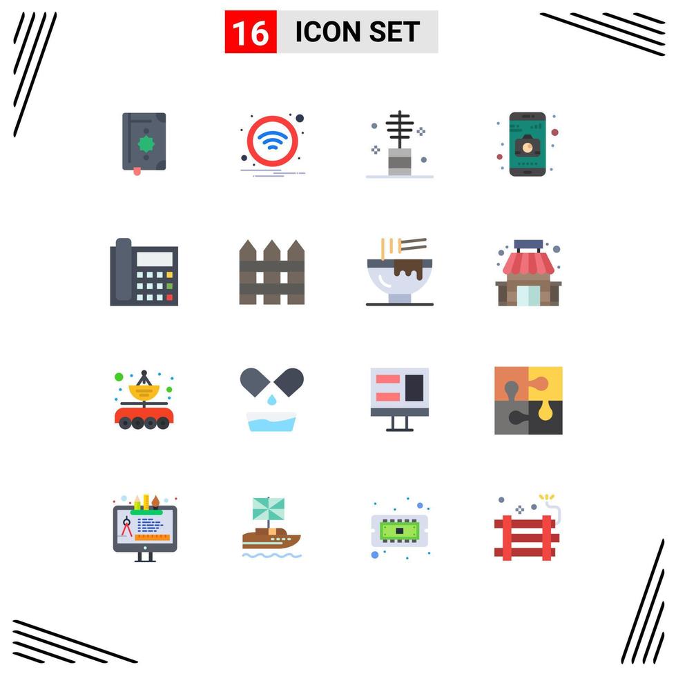 Set of 16 Modern UI Icons Symbols Signs for call camera sign application makeup Editable Pack of Creative Vector Design Elements