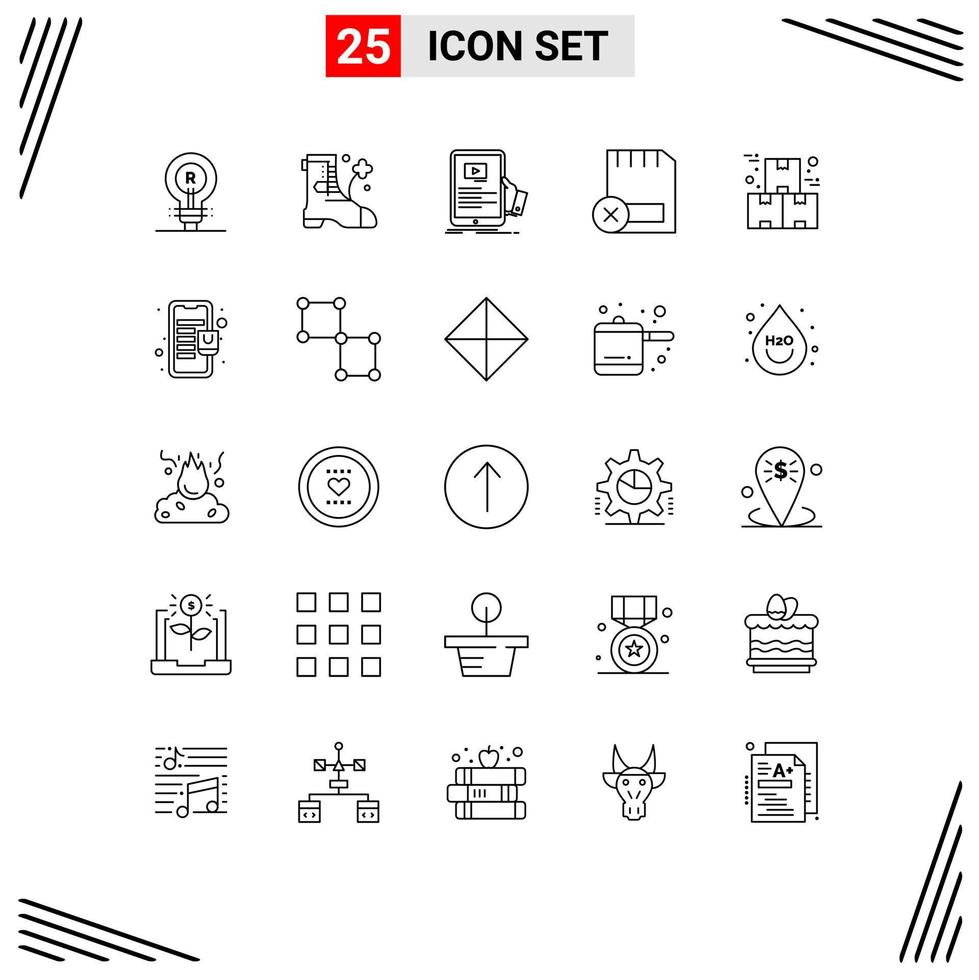 Mobile Interface Line Set of 25 Pictograms of removed devices forum computers tutorial Editable Vector Design Elements