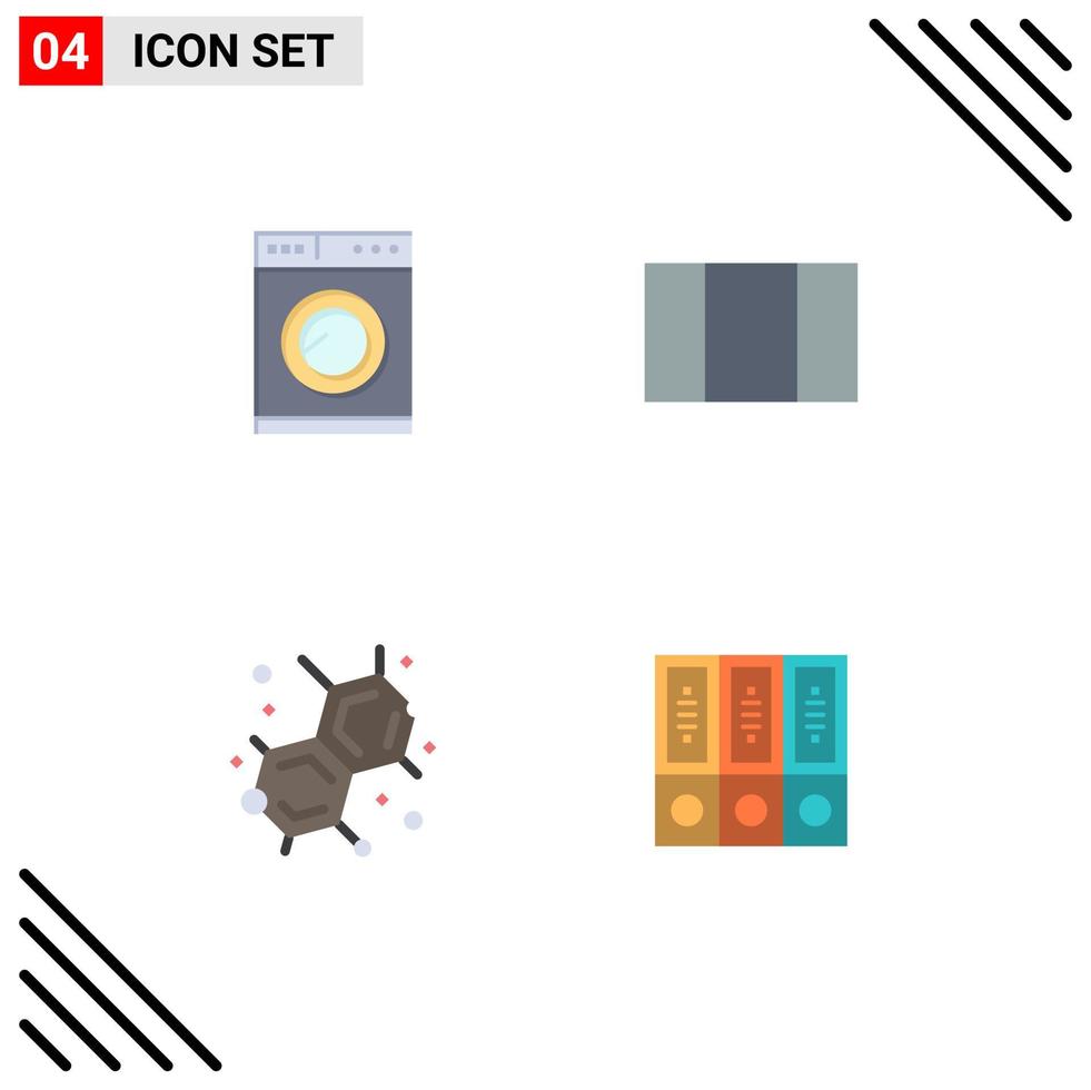 Editable Vector Line Pack of 4 Simple Flat Icons of kitchen archive layout education database Editable Vector Design Elements