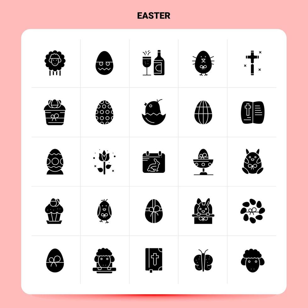 Solid 25 Easter Icon set Vector Glyph Style Design Black Icons Set Web and Mobile Business ideas design Vector Illustration