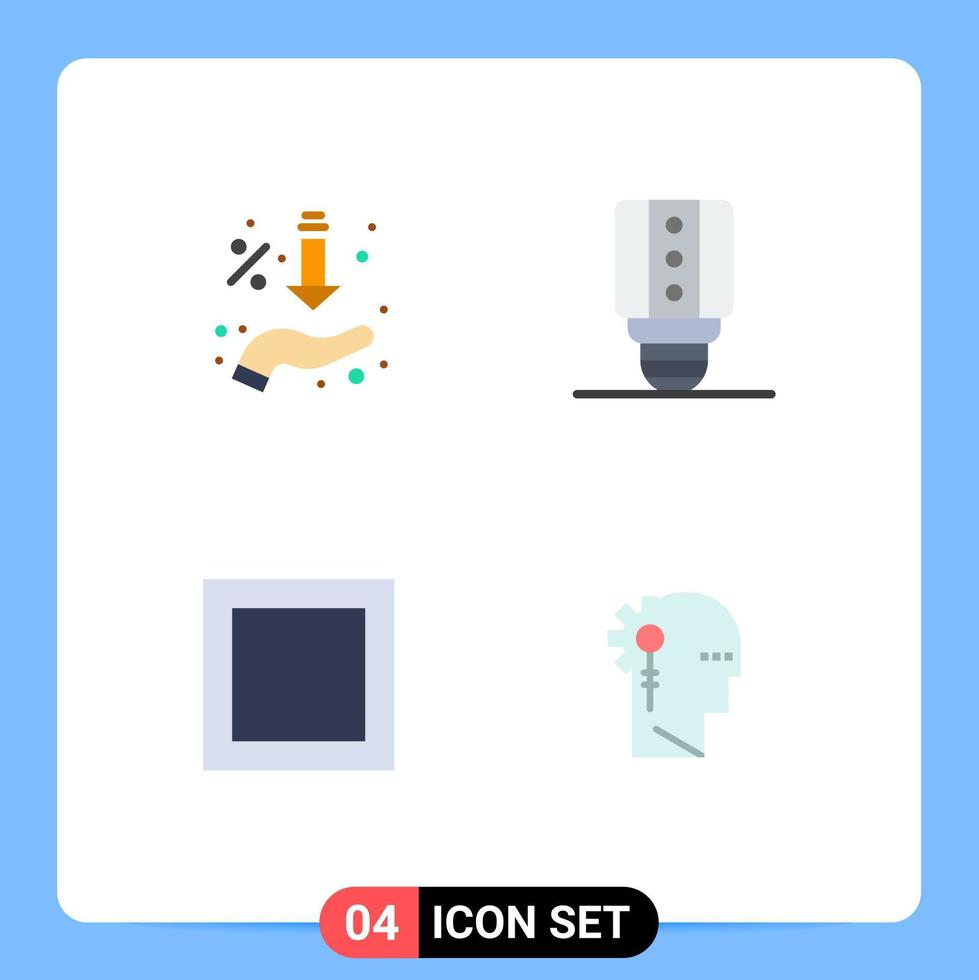 Group of 4 Flat Icons Signs and Symbols for arrows maximize hand led critical Editable Vector Design Elements