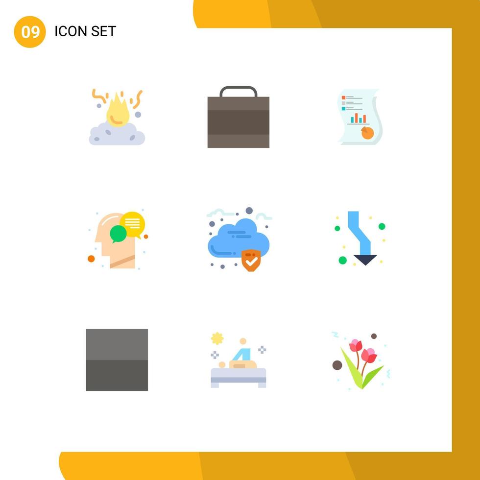 9 Thematic Vector Flat Colors and Editable Symbols of human communication audit report marketing Editable Vector Design Elements