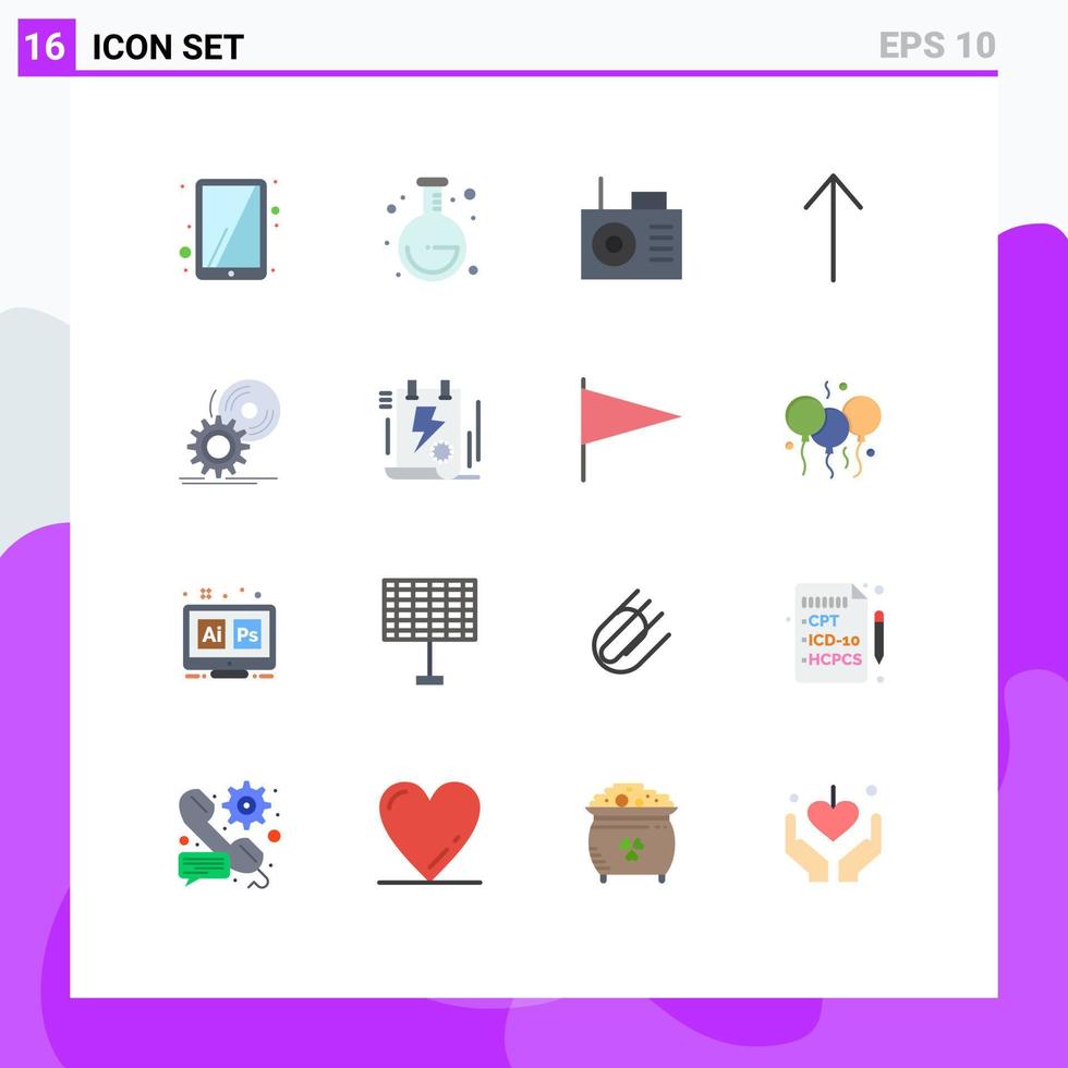 Universal Icon Symbols Group of 16 Modern Flat Colors of file document arrow dvd install Editable Pack of Creative Vector Design Elements
