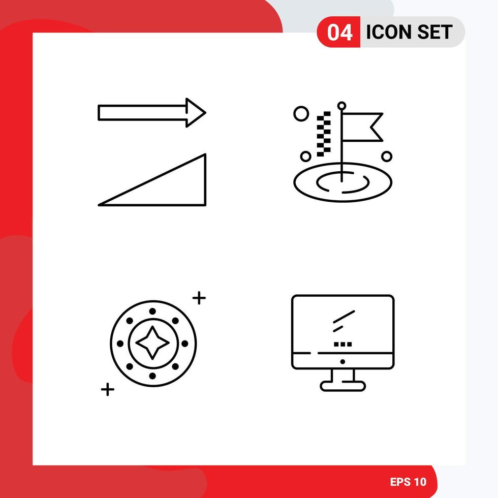 Stock Vector Icon Pack of 4 Line Signs and Symbols for ascending space business cosmos universe Editable Vector Design Elements