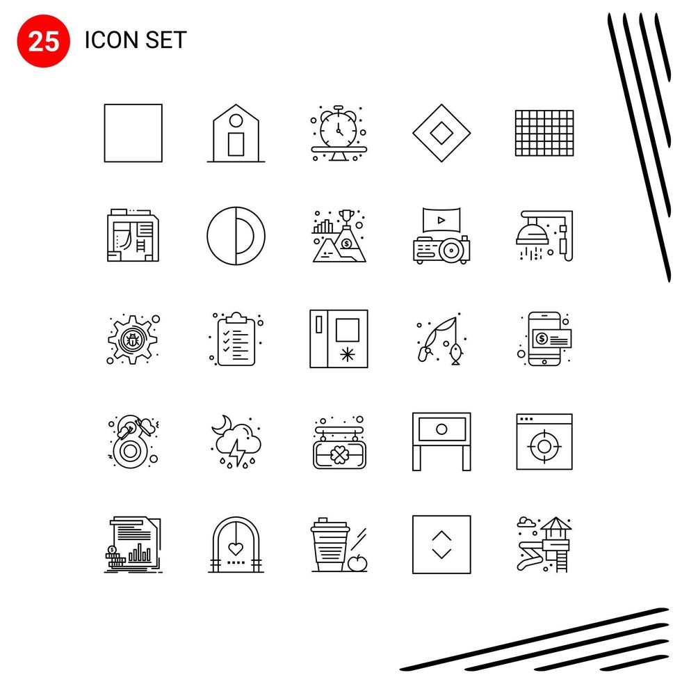 25 Line concept for Websites Mobile and Apps box food time chocolate symbols Editable Vector Design Elements