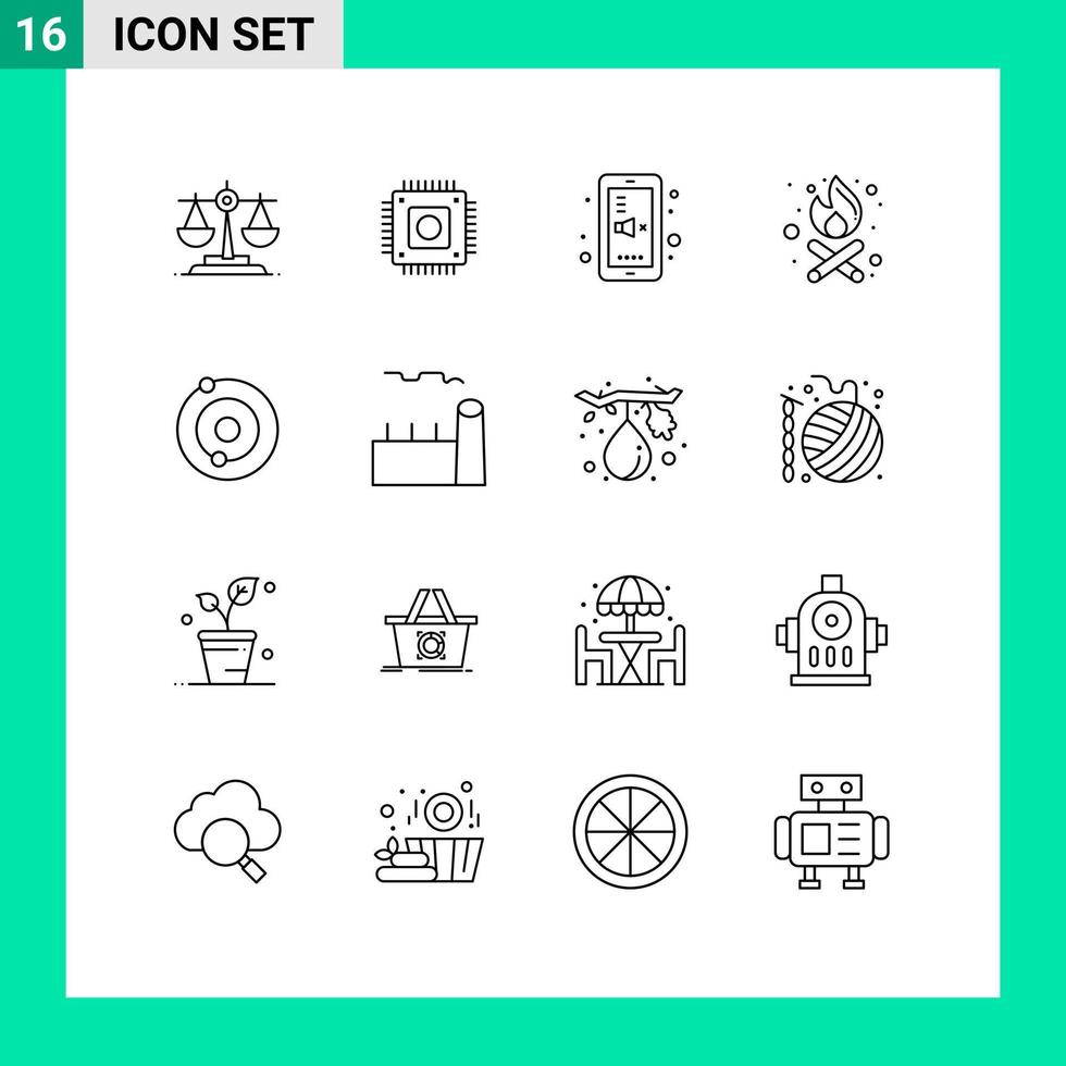 16 User Interface Outline Pack of modern Signs and Symbols of boiler system education solar fire Editable Vector Design Elements
