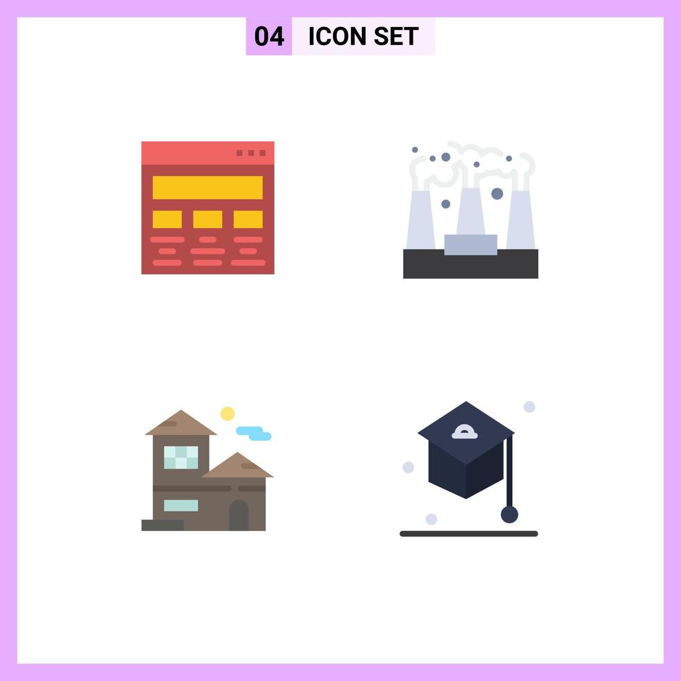 Pack of 4 creative Flat Icons of design home paint pollution building Editable Vector Design Elements