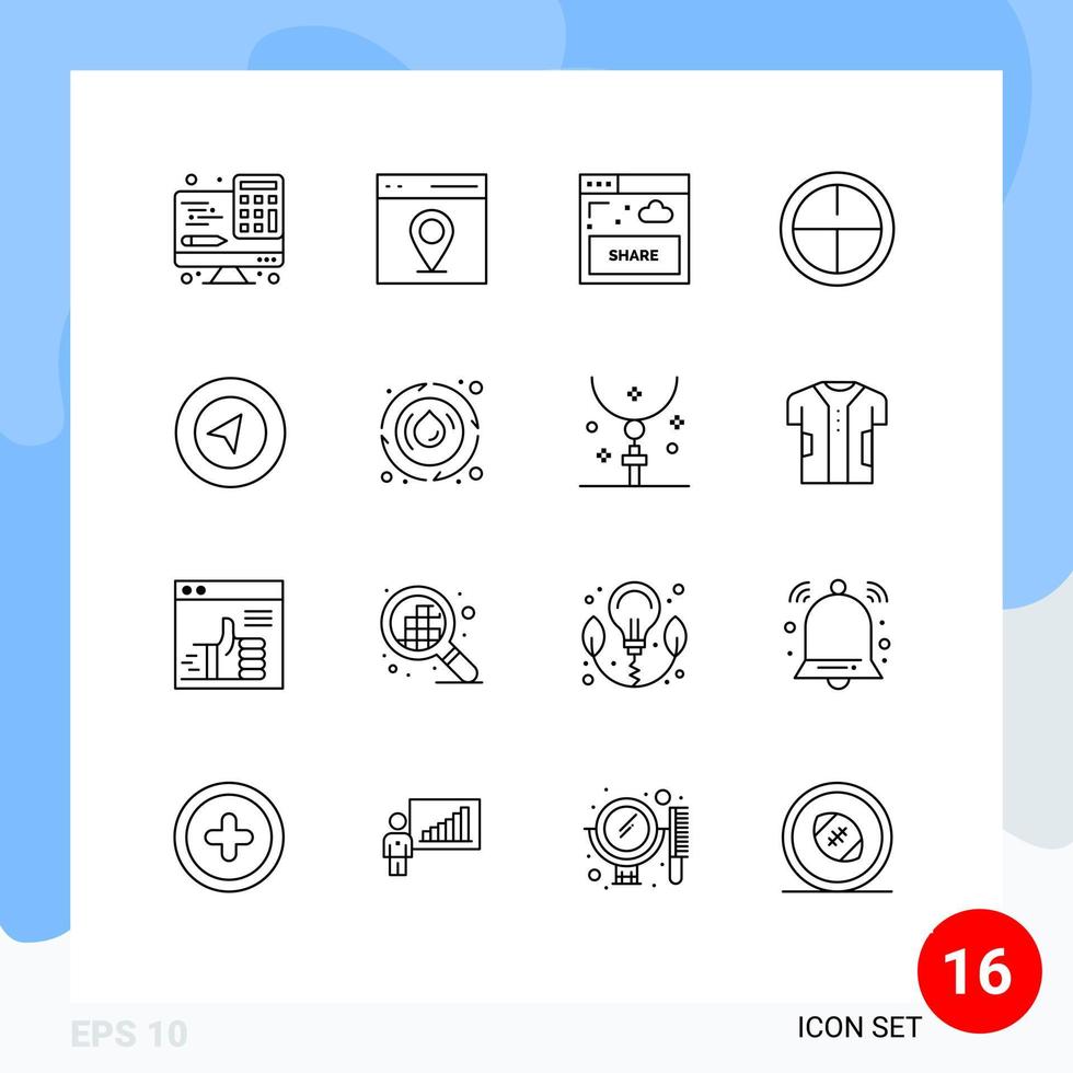 Modern Set of 16 Outlines and symbols such as location map interface military army Editable Vector Design Elements