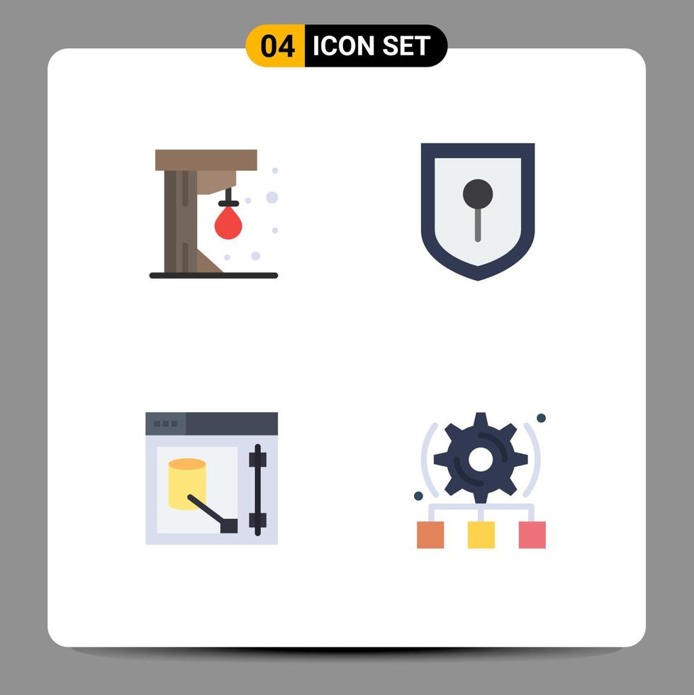 Modern Set of 4 Flat Icons and symbols such as punching ball web play design configure Editable Vector Design Elements