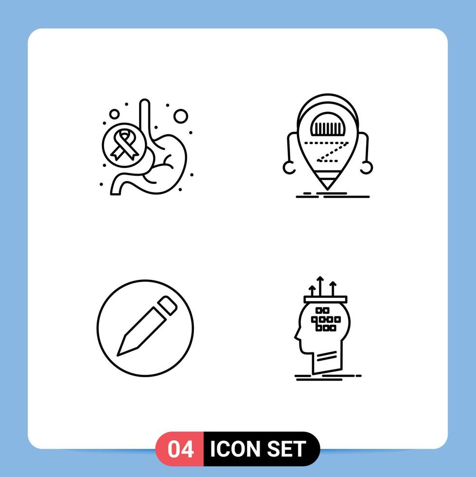 4 Creative Icons Modern Signs and Symbols of cancer technology stomach beta pencil Editable Vector Design Elements