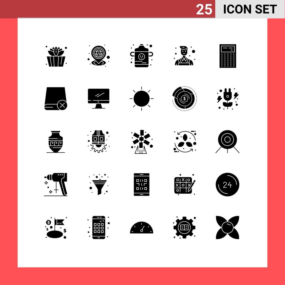 Set of 25 Modern UI Icons Symbols Signs for math calculator baby calculate painter Editable Vector Design Elements