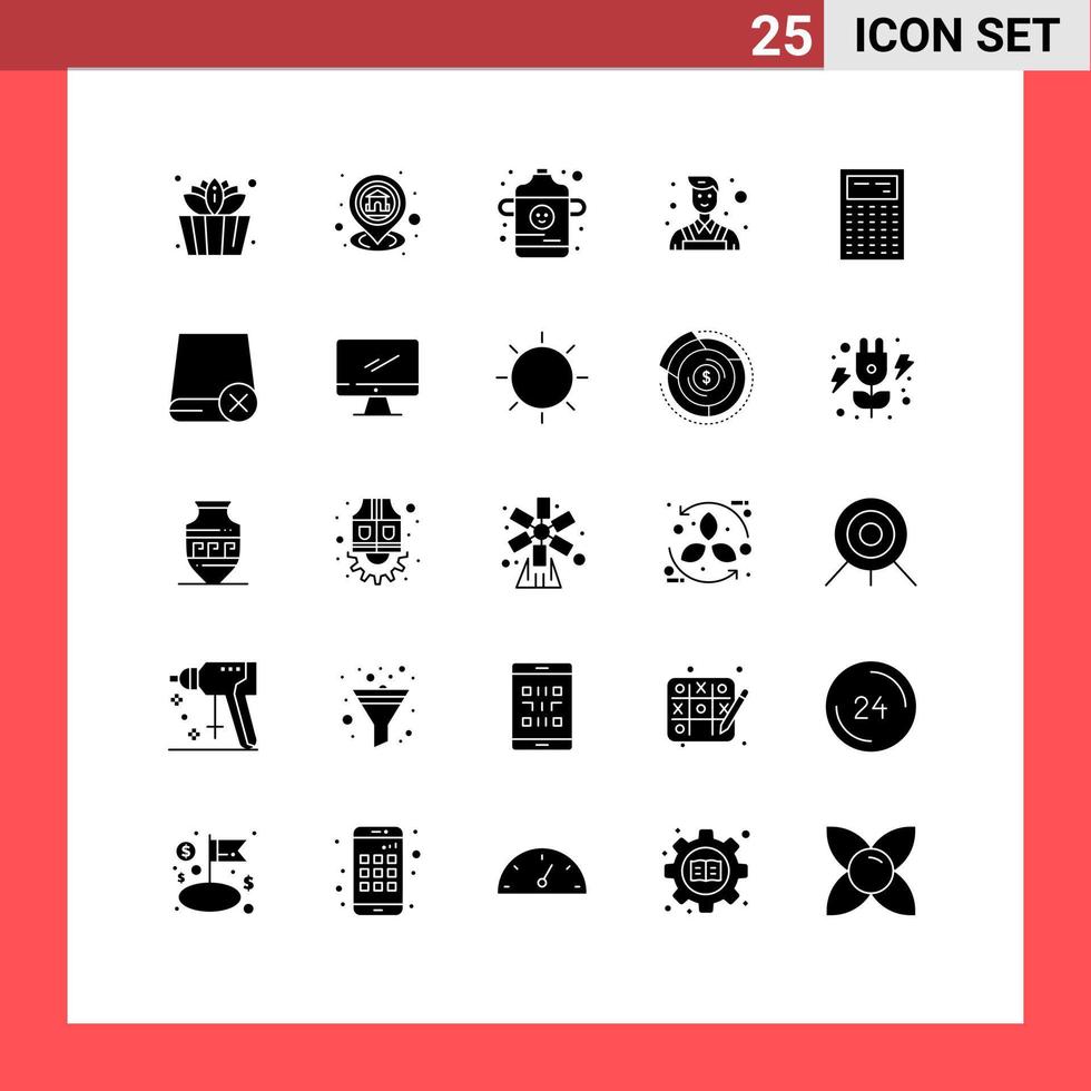 conjunto de 25 iconos de interfaz de usuario modernos signos de símbolos para calculadora matemática bebé calcular pintor elementos de diseño vectorial editables vector