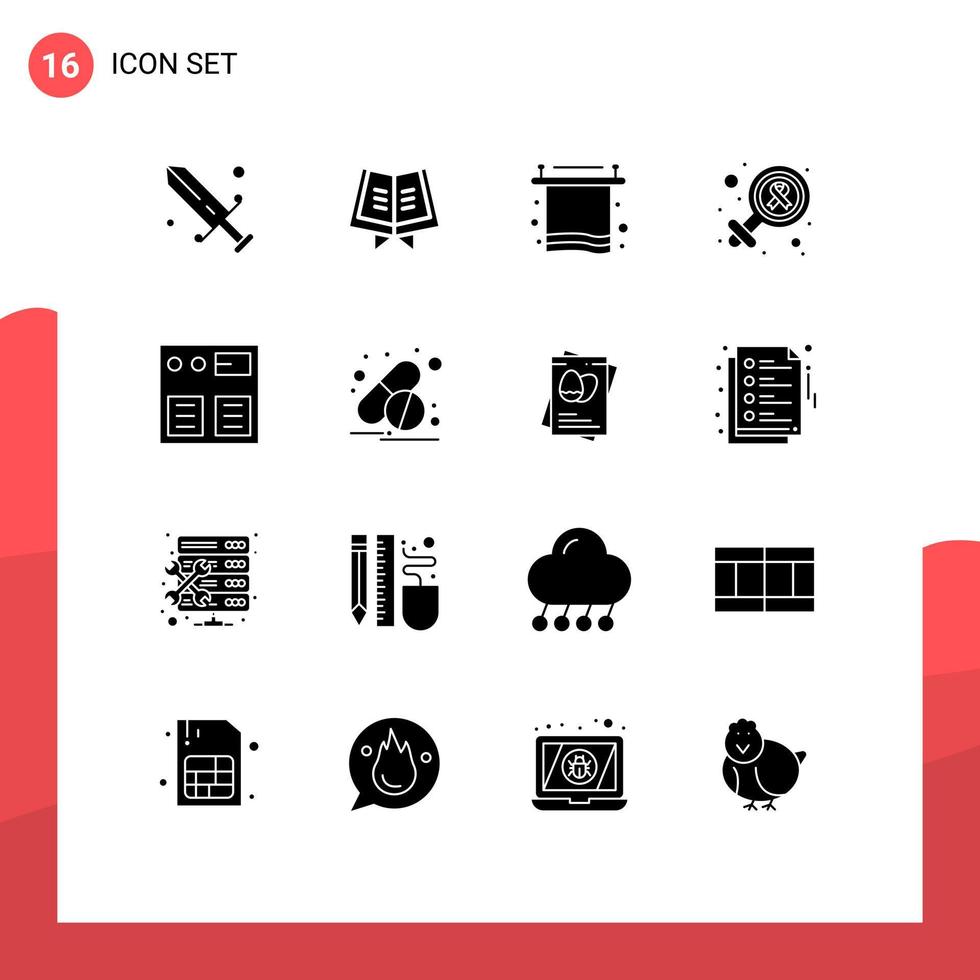 Set of 16 Modern UI Icons Symbols Signs for pay arrow interior cancer day gender Editable Vector Design Elements