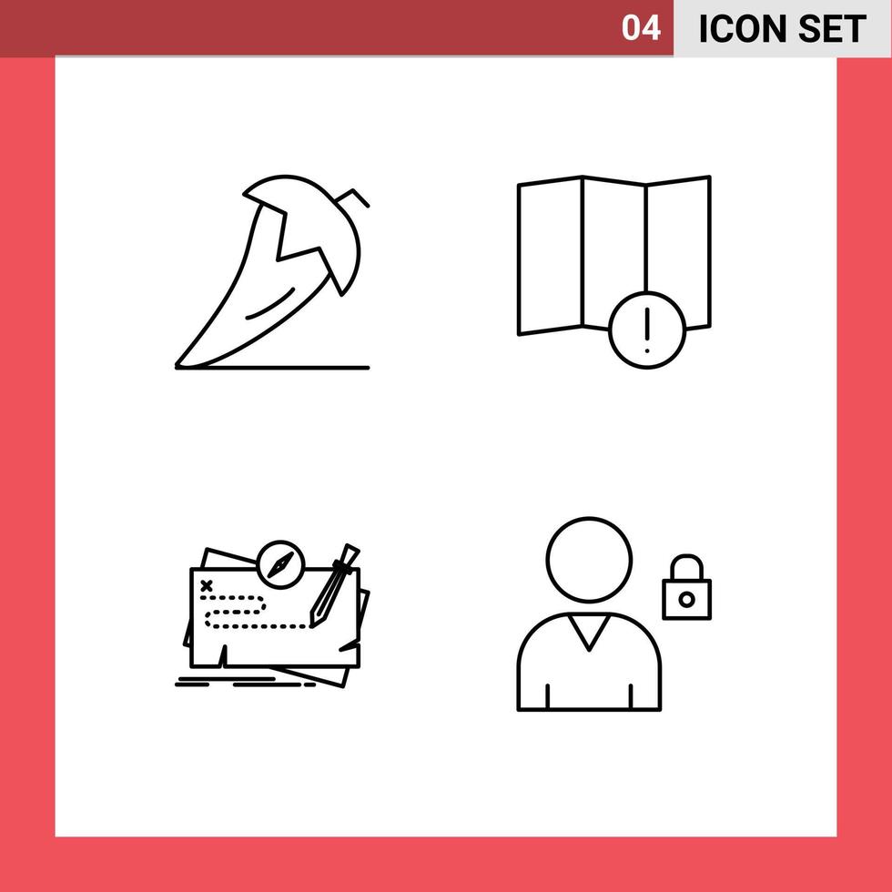 Universal Icon Symbols Group of 4 Modern Filledline Flat Colors of chili map pepper map quest Editable Vector Design Elements