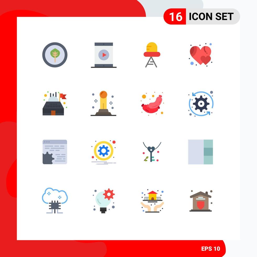16 Thematic Vector Flat Colors and Editable Symbols of business observatory diode building heart Editable Pack of Creative Vector Design Elements