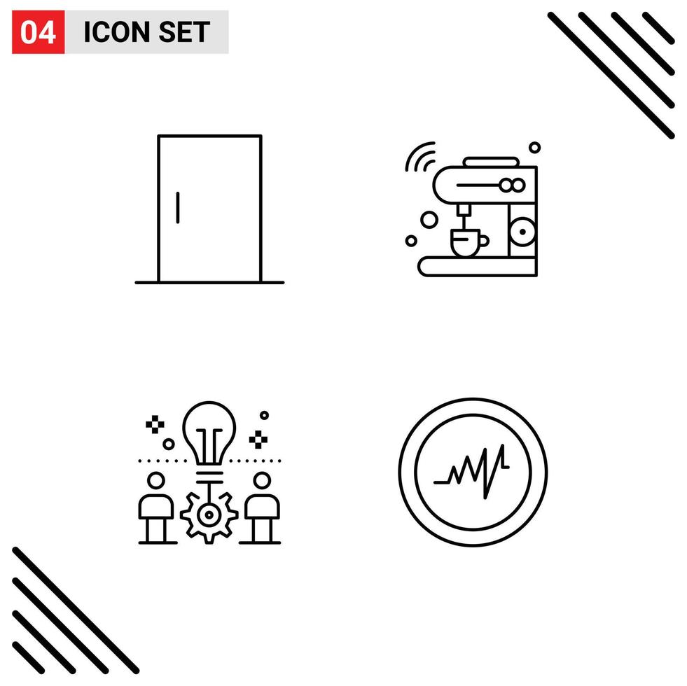 Modern Set of 4 Filledline Flat Colors and symbols such as door team home appliances iot idea Editable Vector Design Elements