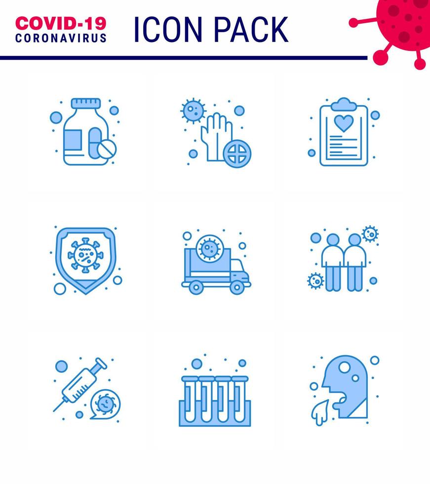 Coronavirus awareness icons 9 Blue icon Corona Virus Flu Related such as ambulance protection check list safety plan viral coronavirus 2019nov disease Vector Design Elements