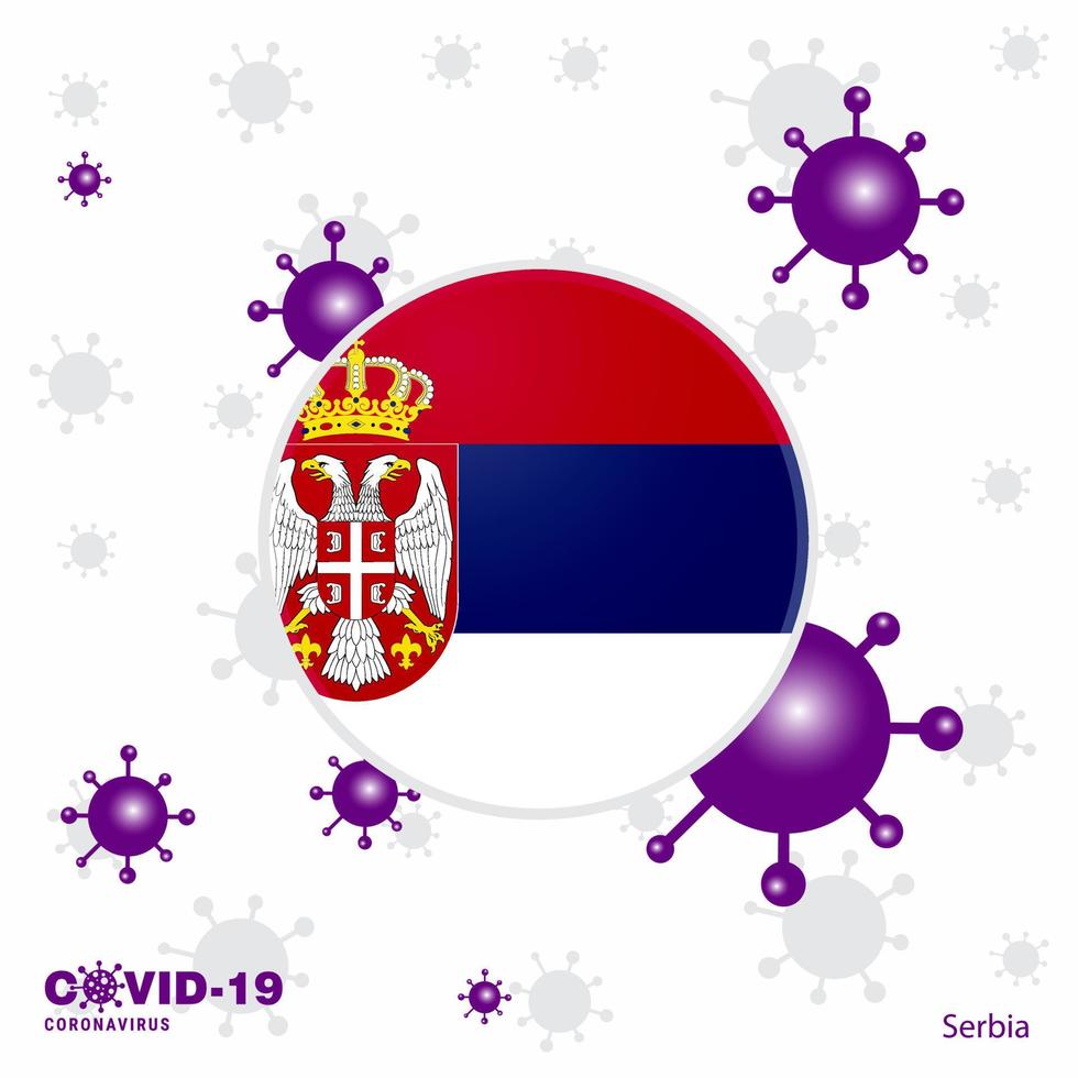 Pray For Serbia COVID19 Coronavirus Typography Flag Stay home Stay Healthy Take care of your own health vector