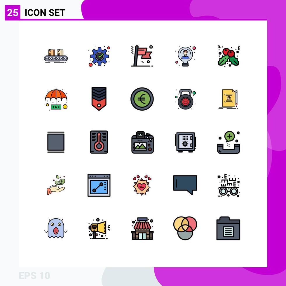 Filled line Flat Color Pack of 25 Universal Symbols of user light process idea success Editable Vector Design Elements