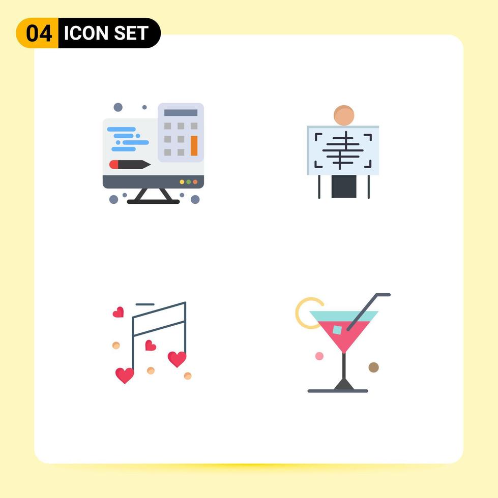 Set of 4 Modern UI Icons Symbols Signs for calculator love technology hospital wedding Editable Vector Design Elements