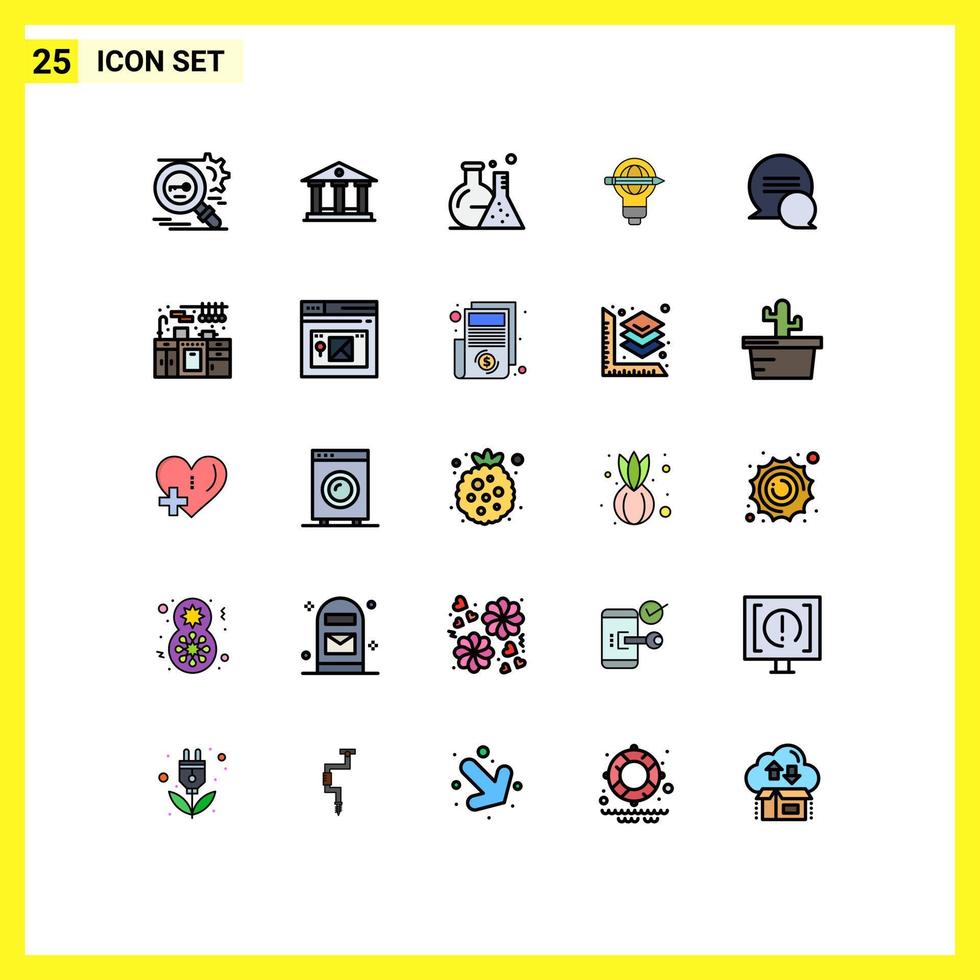 paquete de iconos de vector de stock de 25 signos y símbolos de línea para elementos de diseño de vector editables de éxito de globo de tubo de bombilla de chat