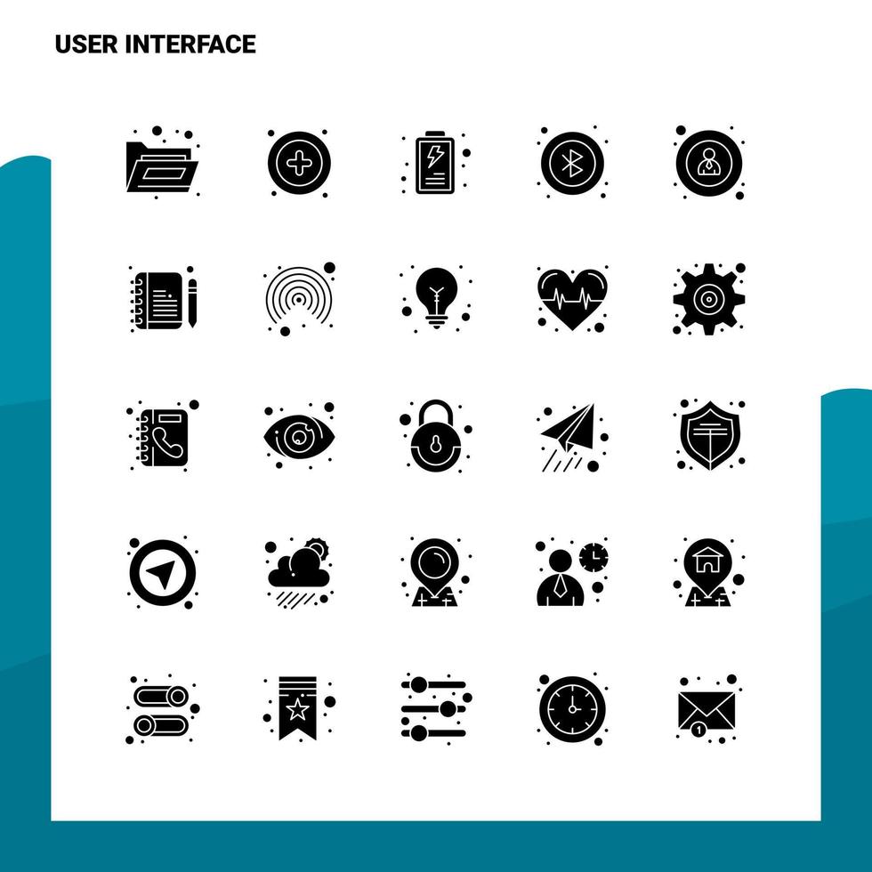 25 conjunto de iconos de interfaz de usuario plantilla de ilustración de vector de icono de glifo sólido para ideas web y móviles para empresa comercial