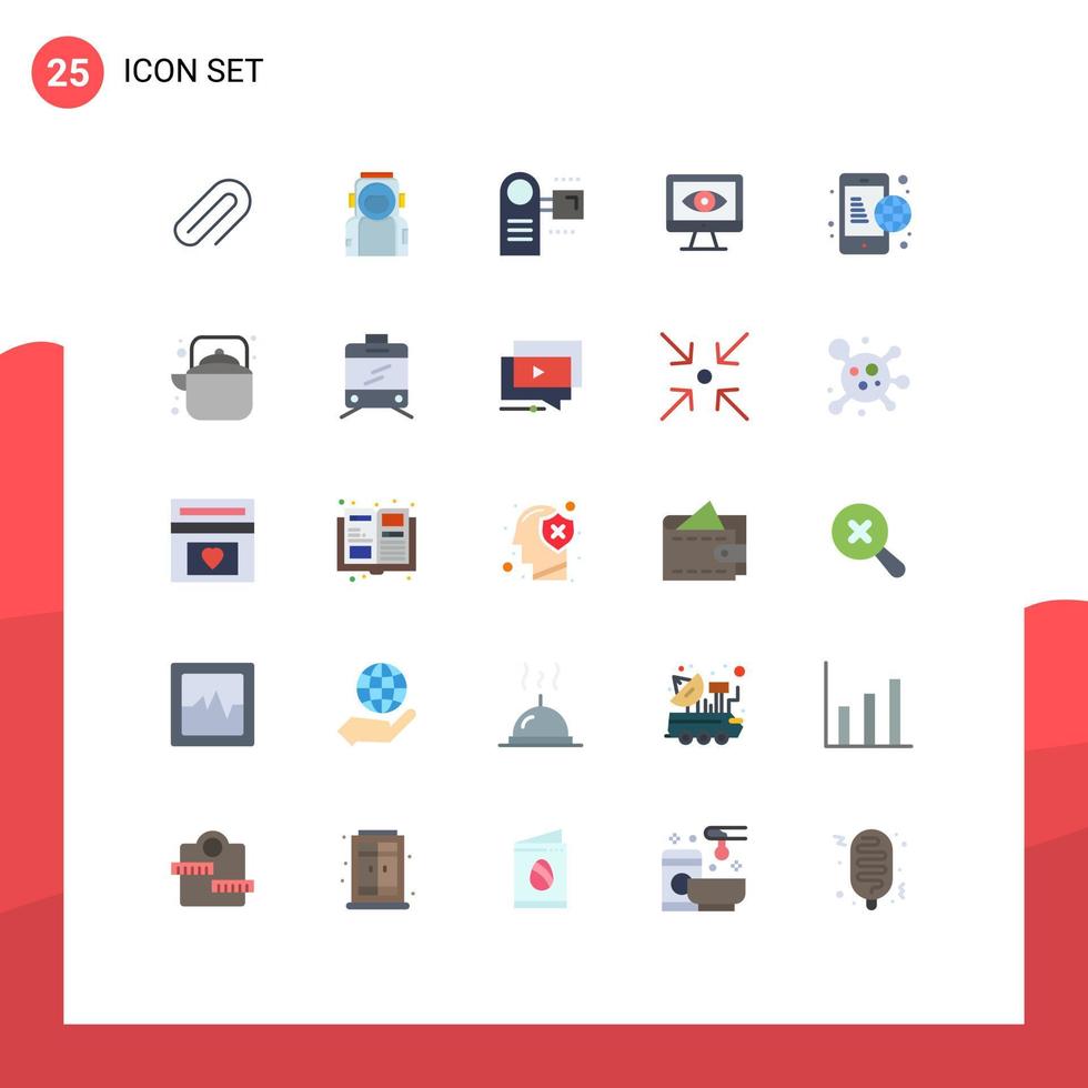 25 Thematic Vector Flat Colors and Editable Symbols of business security suit computer electronic Editable Vector Design Elements