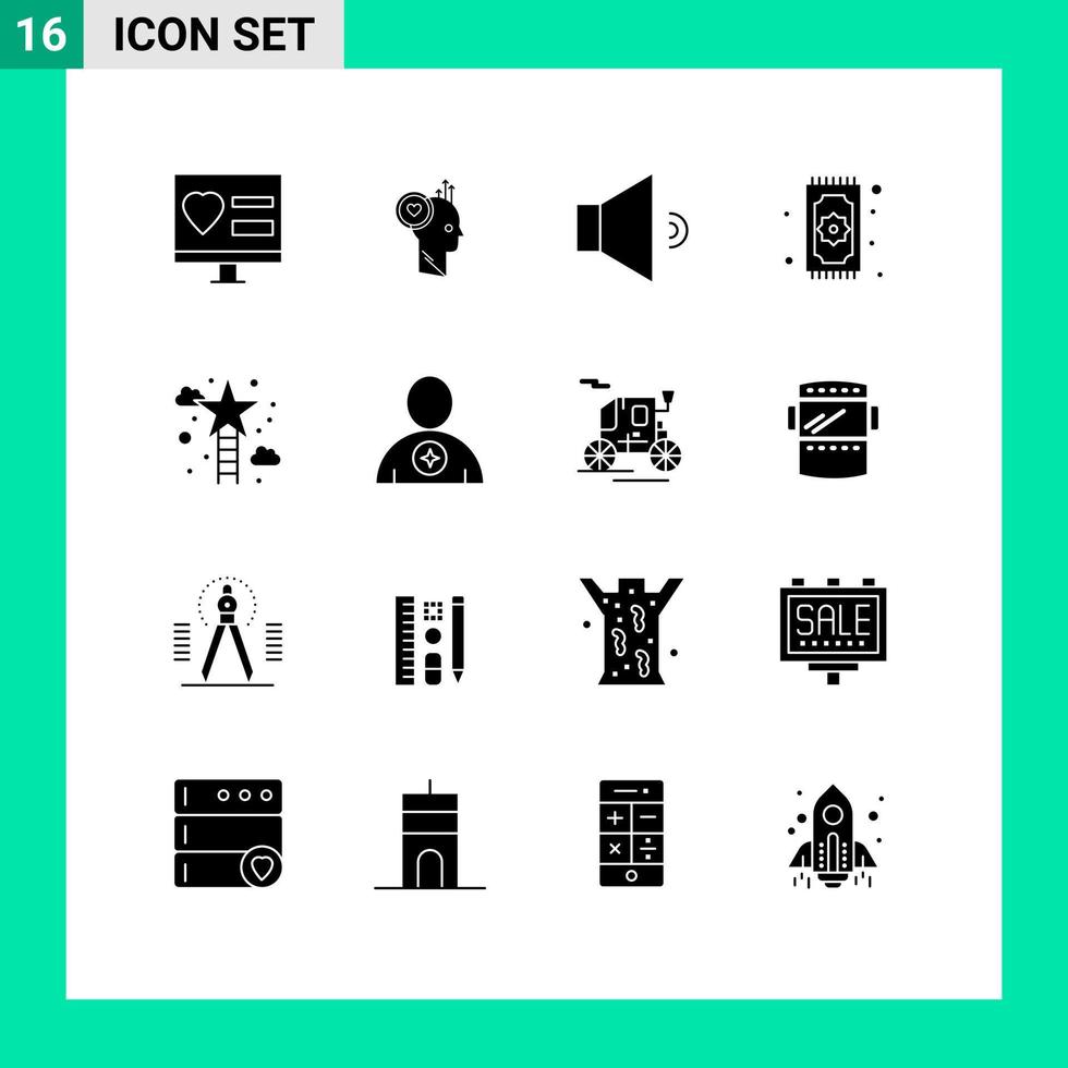 Stock Vector Icon Pack of 16 Line Signs and Symbols for eid namaz office pray volume Editable Vector Design Elements