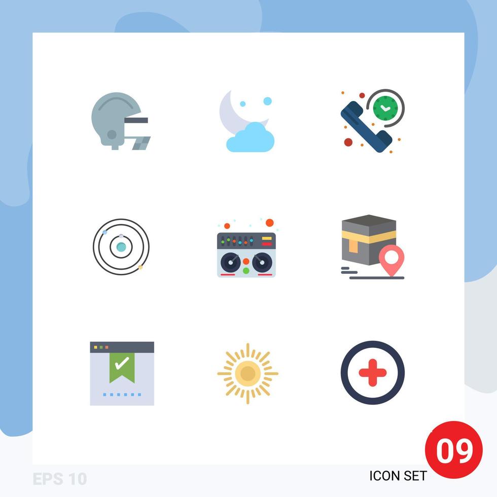 User Interface Pack of 9 Basic Flat Colors of midi education call plenet time Editable Vector Design Elements