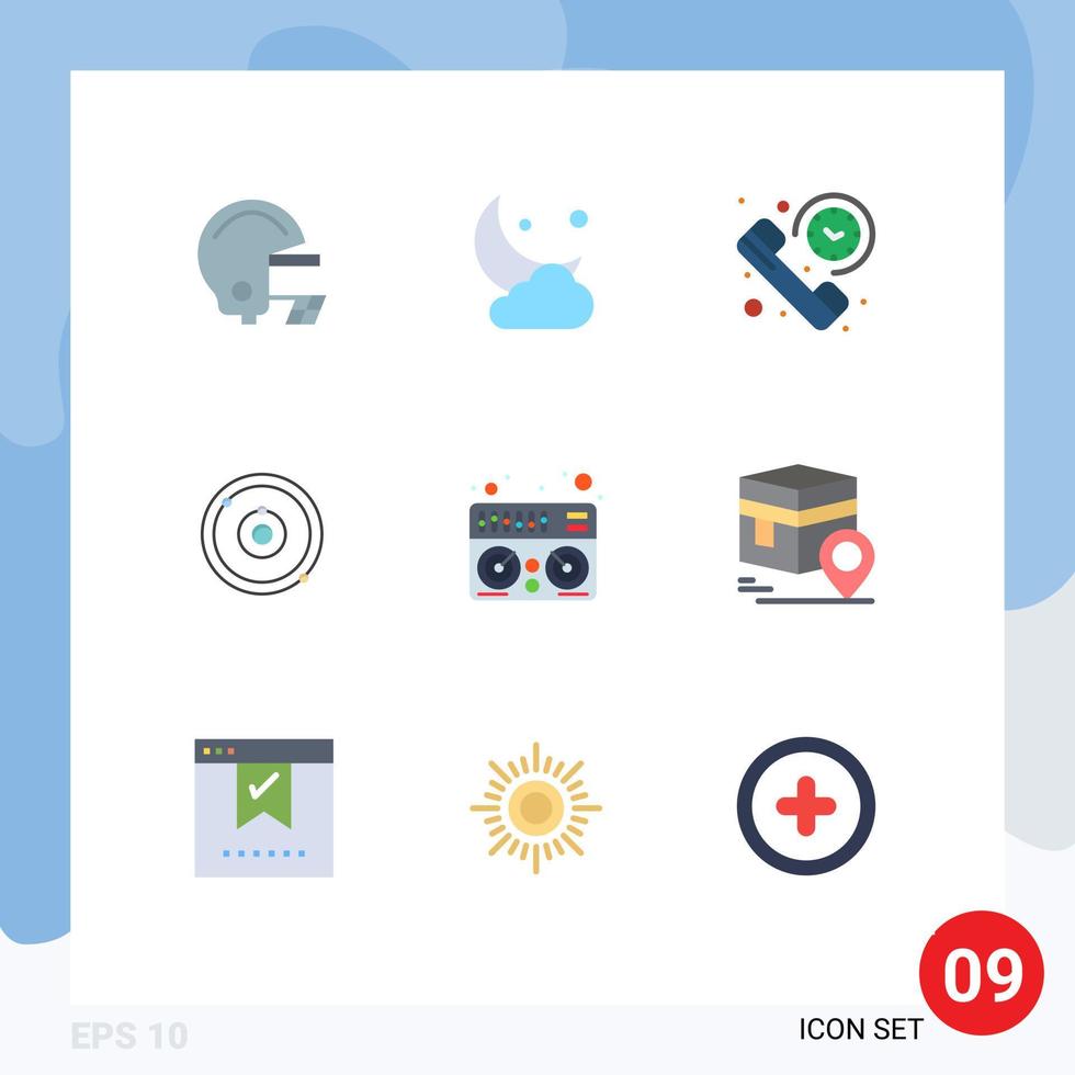 User Interface Pack of 9 Basic Flat Colors of midi education call plenet time Editable Vector Design Elements
