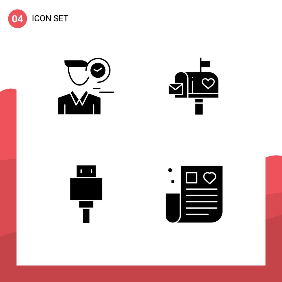 User Interface Solid Glyph Pack of modern Signs and Symbols of time letter box user mail file Editable Vector Design Elements