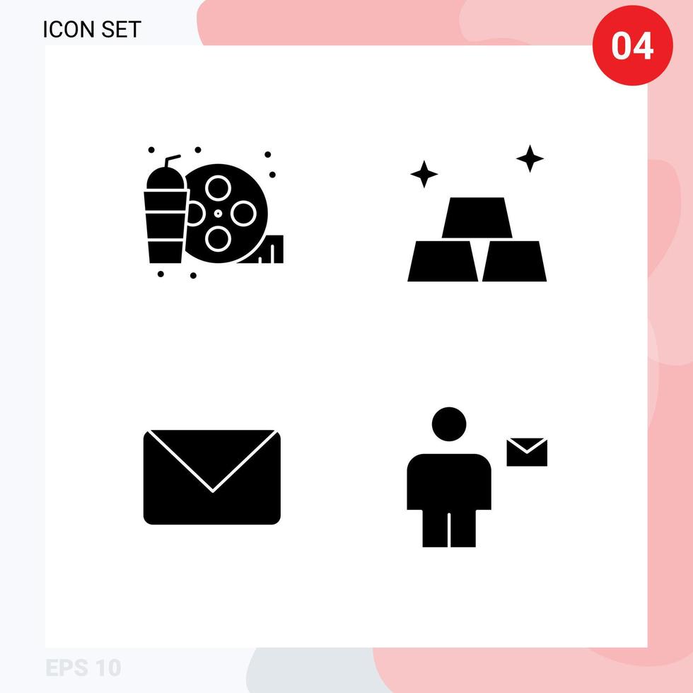 Set of 4 Modern UI Icons Symbols Signs for real sms hobby money avatar Editable Vector Design Elements