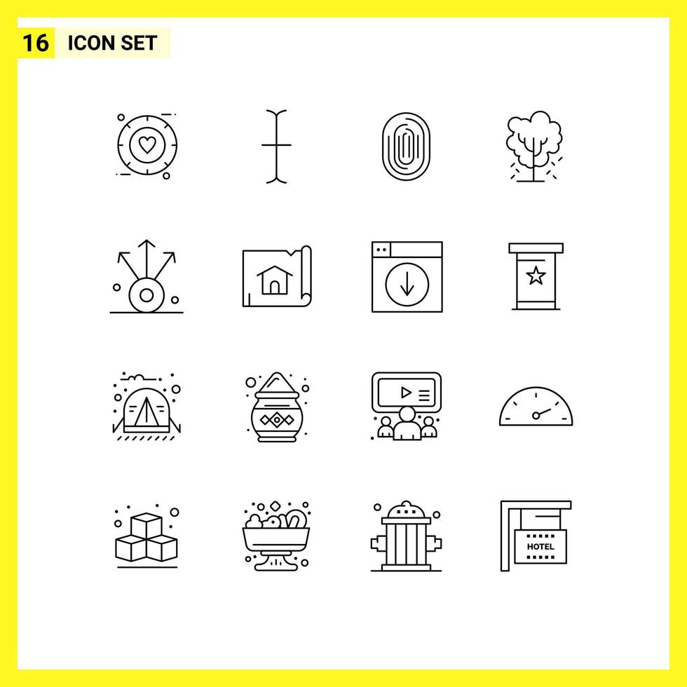 Universal Icon Symbols Group of 16 Modern Outlines of connection nature recognition apple tree tree Editable Vector Design Elements