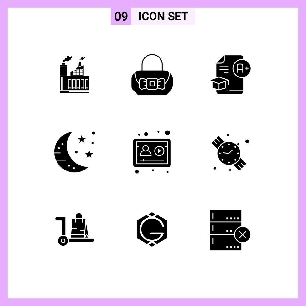 Stock Vector Icon Pack of 9 Line Signs and Symbols for account night document drink a Editable Vector Design Elements