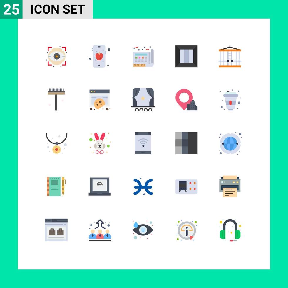 conjunto moderno de 25 colores planos y símbolos como decapitar elementos de diseño vectorial editables de la caja de entrega de documentos logísticos vector