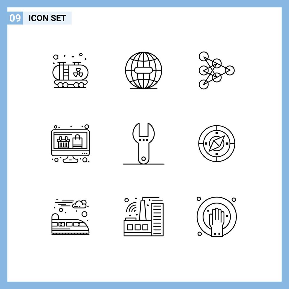 9 Creative Icons Modern Signs and Symbols of tool control deep online shopping display Editable Vector Design Elements