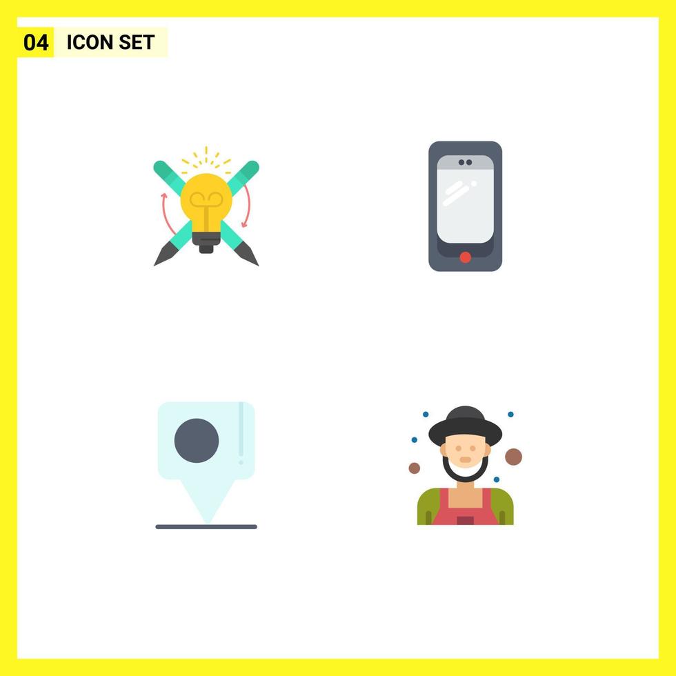 4 User Interface Flat Icon Pack of modern Signs and Symbols of success bangladesh focus mobile flag Editable Vector Design Elements