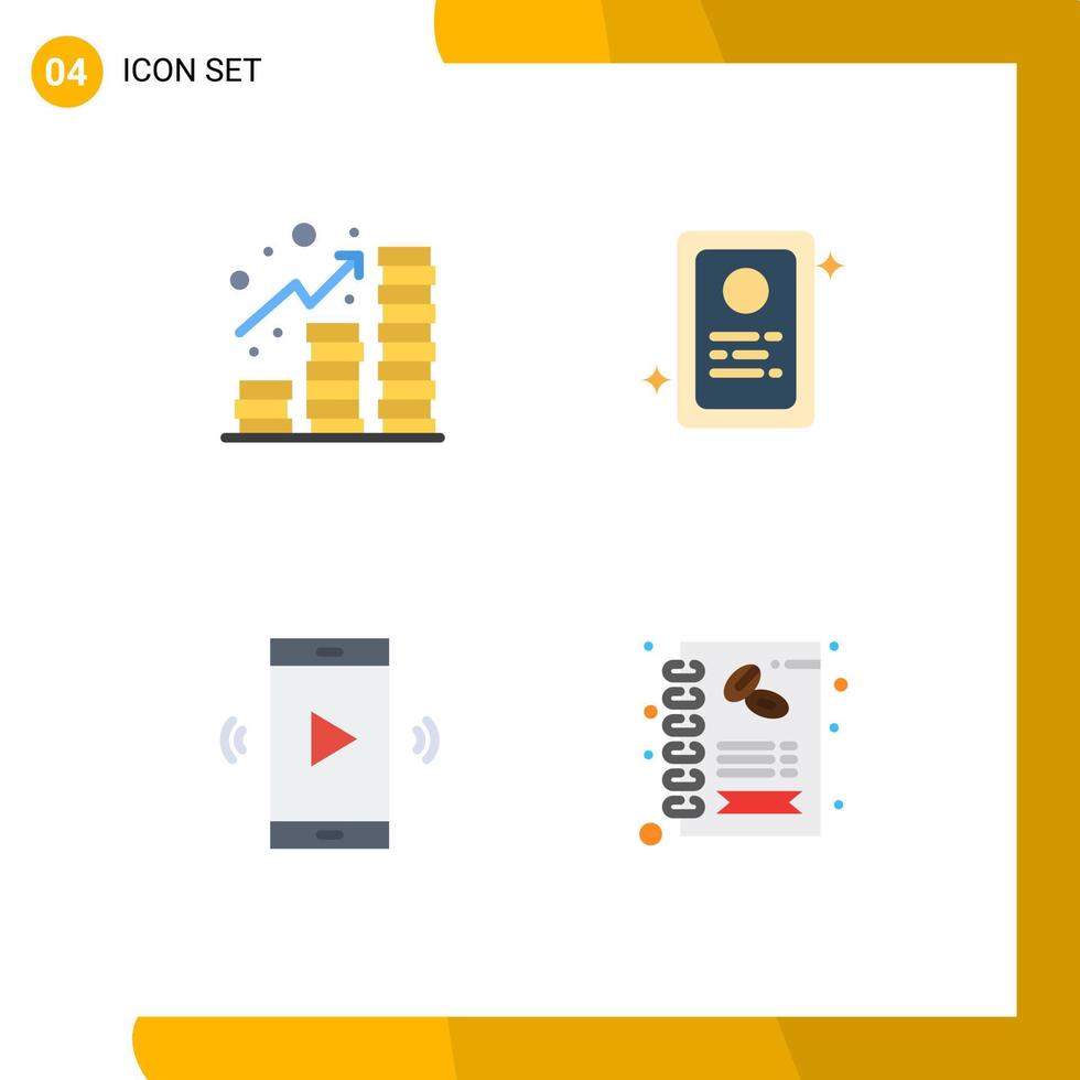 User Interface Pack of 4 Basic Flat Icons of income open volume coins test volume Editable Vector Design Elements