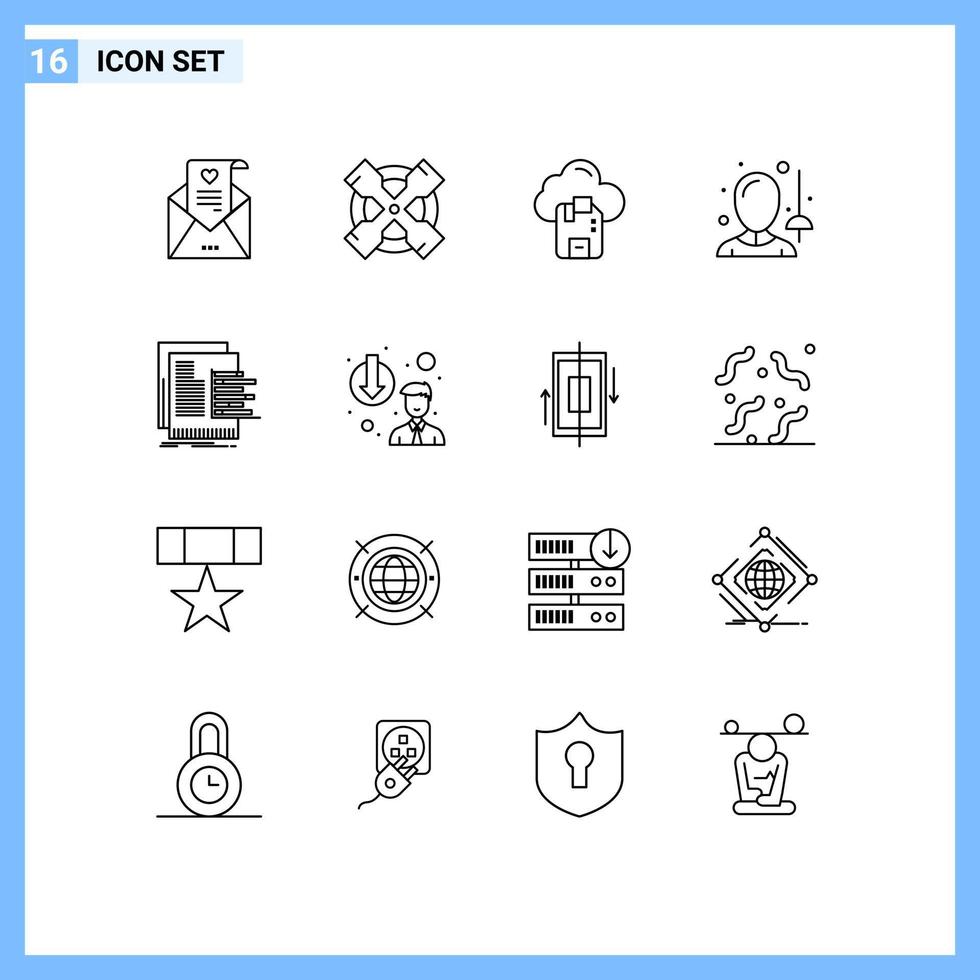 16 Outline concept for Websites Mobile and Apps graph chart microchip sword fencing Editable Vector Design Elements