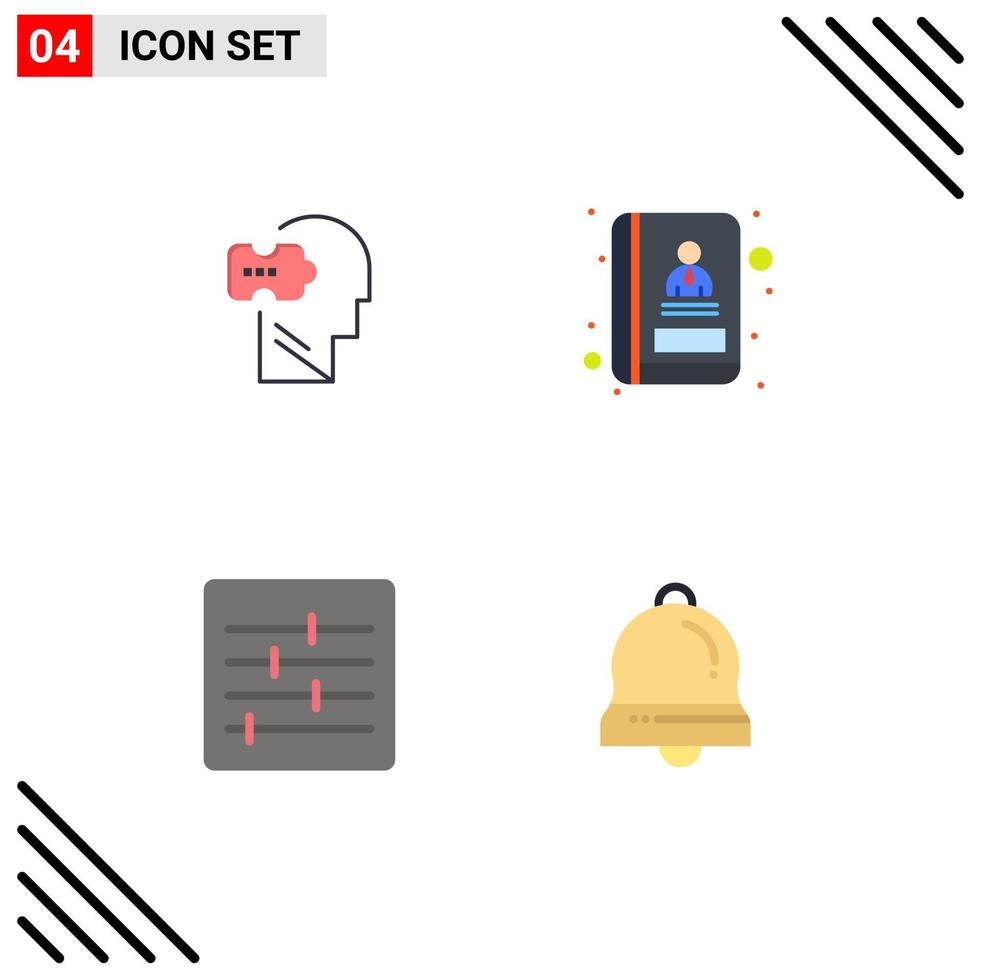 4 Flat Icon concept for Websites Mobile and Apps logic options solving communication bells Editable Vector Design Elements