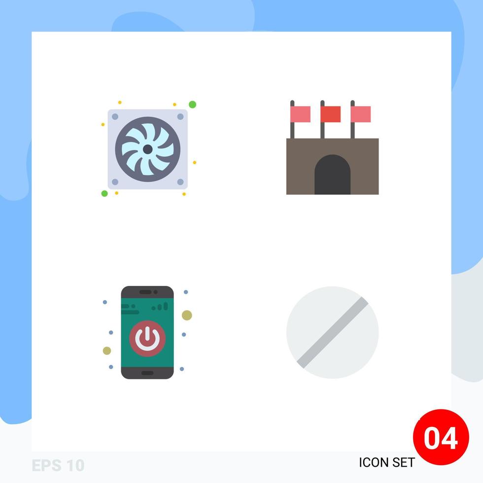 4 Creative Icons Modern Signs and Symbols of casing app hardware public turn off Editable Vector Design Elements