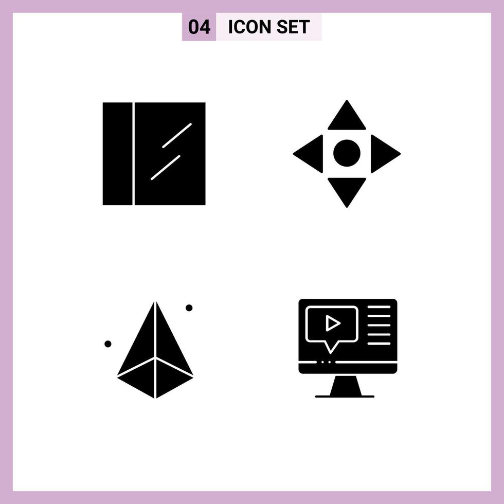 conjunto de 4 iconos modernos de la interfaz de usuario símbolos signos para la forma de la cocaína mover el desarrollo reproducir elementos de diseño vectorial editables vector