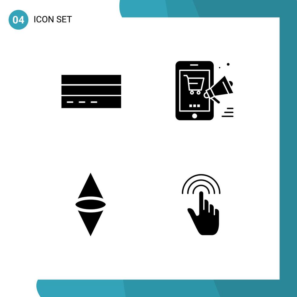 Mobile Interface Solid Glyph Set of 4 Pictograms of business discount finance promotion ethereum Editable Vector Design Elements