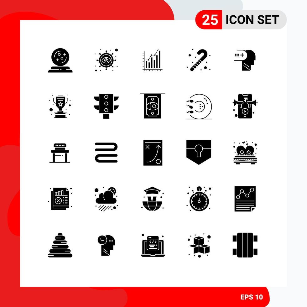 Stock Vector Icon Pack of 25 Line Signs and Symbols for baby candy cane graph trends marketing Editable Vector Design Elements
