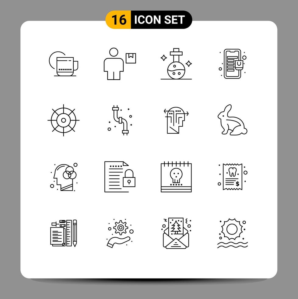 16 User Interface Outline Pack of modern Signs and Symbols of control mobile shipment mall tube Editable Vector Design Elements