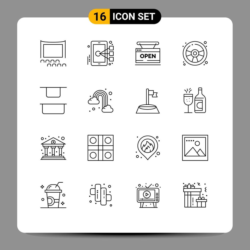 16 Outline concept for Websites Mobile and Apps distribute game open fun online Editable Vector Design Elements