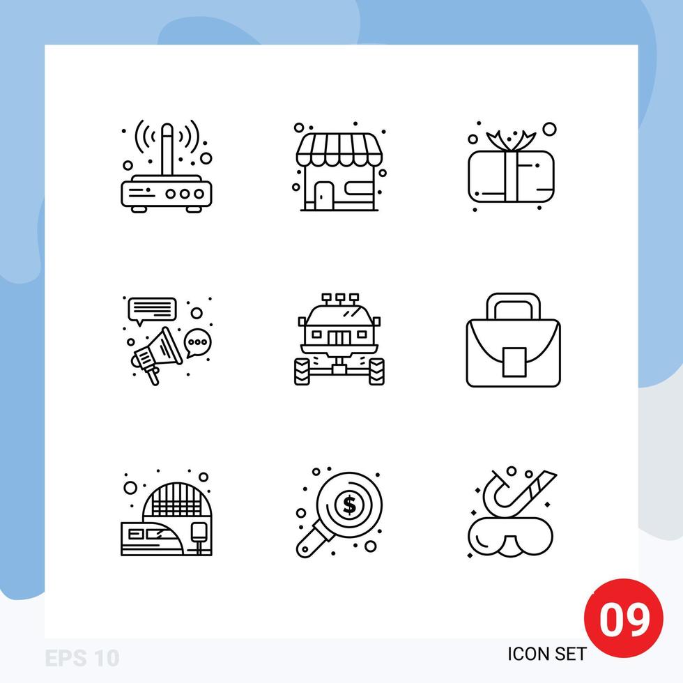 Universal Icon Symbols Group of 9 Modern Outlines of campaign affiliate store advertising cute Editable Vector Design Elements