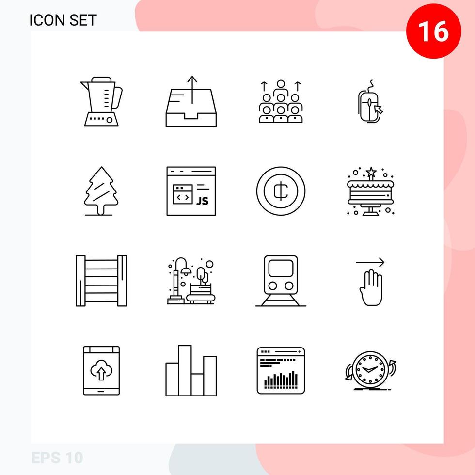 Outline Pack of 16 Universal Symbols of internet mouse business teamwork organization Editable Vector Design Elements